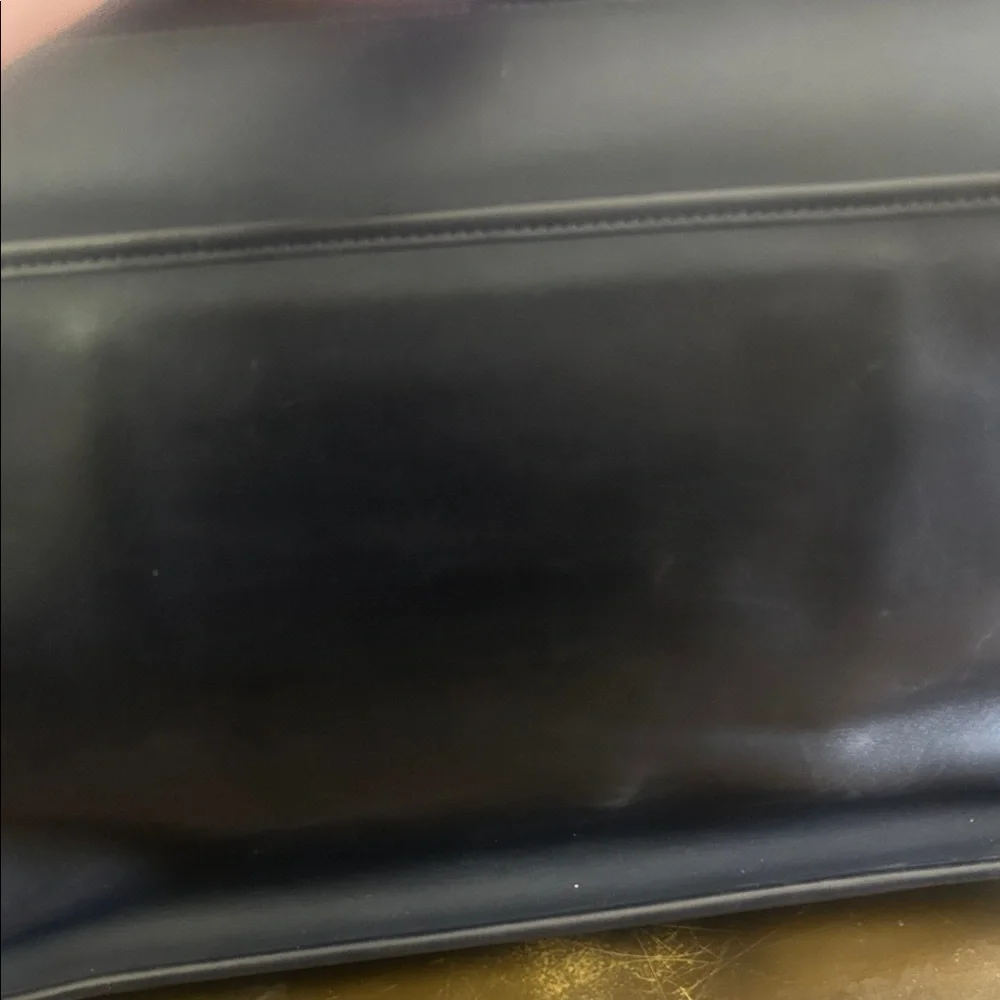 Coach Black Leather Briefcase with Gold-Tone Turn Lock